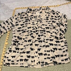 Maeve Black and Cream Bear Print Blouse